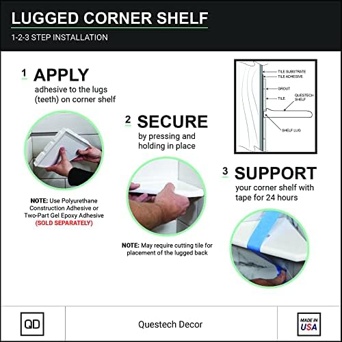 Questech 5" Shower Soap Dish Shelf for Inside Shower, Lugged for New Construction, Bath Organizer for Tiled Walls, Corner Soap Holder, Metro Lugged, Bronze Finish
