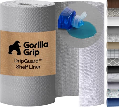 GORILLA GRIP Shelf Liner, Kitchen Drawer Protector, 20x240 Gray