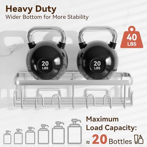 YASONIC Shower Caddy Adhesive, Rustproof Shower Organizer, Wall Shower Rack