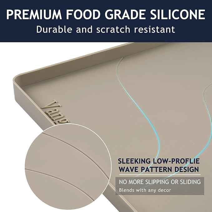 Heavy Duty Silicone Under Sink Mats for Kitchen Waterproof 40" x 19", Extra Thick Under Sink Rubber Mat Drip Tray, Raised Edge Under Sink Liner,Prevent Drips, Leaks, Spills,Brown