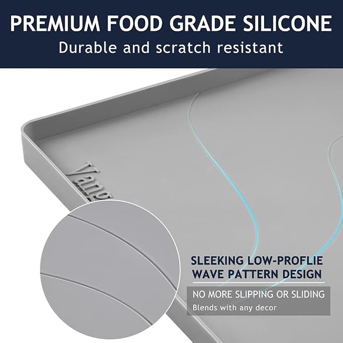 Heavy Duty Silicone Under Sink Mats for Kitchen Waterproof 37" x 22", Extra Thick Under Sink Rubber Mat Drip Tray, Raised Edge Under Sink Liner,Prevent Drips, Leaks, Spills,Grey