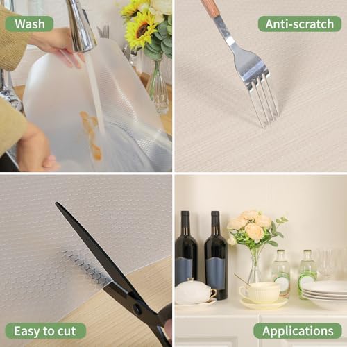 Shelf Liners 24 inch x 20 ft Kitchen Cabinets Liner Non-Stick Drawer Mats EVA Protector Shelving Cupboard Lining (Clear, 24 inch x 20 ft)