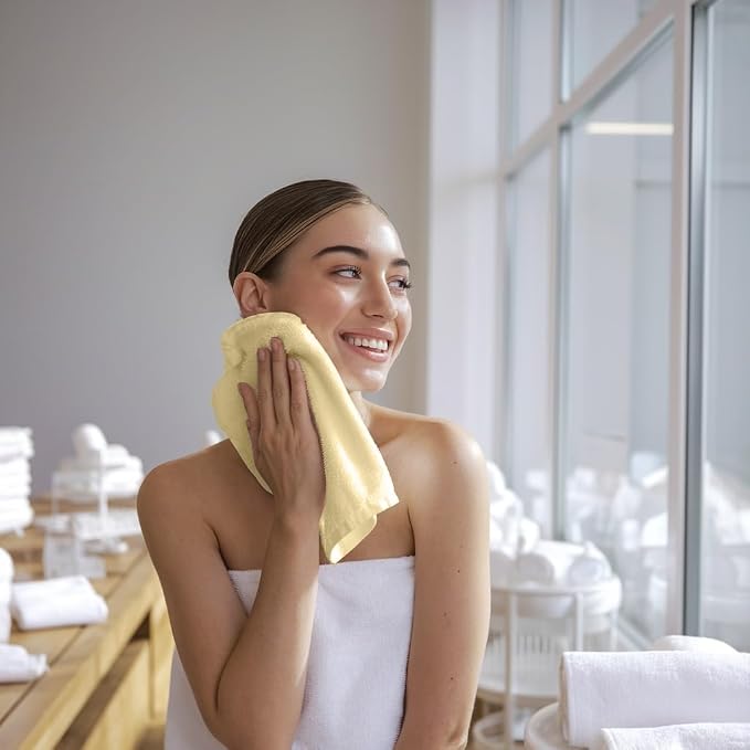 Towel and Linen Mart 100% Cotton - Wash Cloth Set - Flannel Face Cloths, Highly Absorbent and Soft Feel Fingertip Towels (Ivory, Pack of 24)