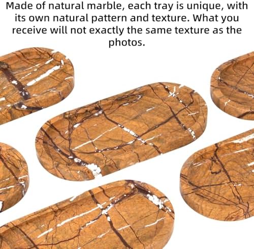 Natural Marble Tray Oval, Rainforest Brown, 10 x 5 x 0.6