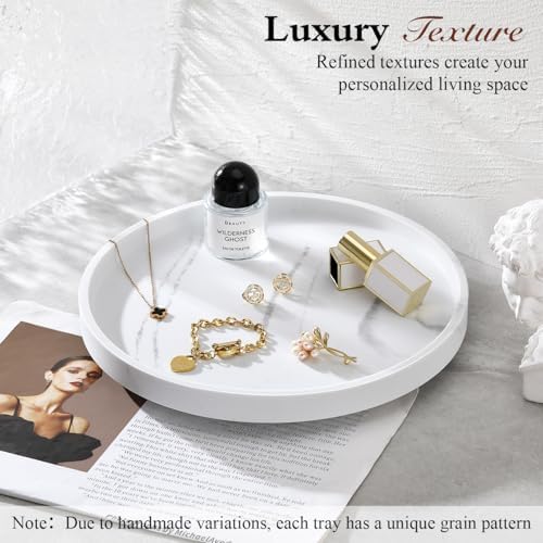 Luxspire 10.63" Resin Turntable Lazy Susan for Table Top, Gravel White