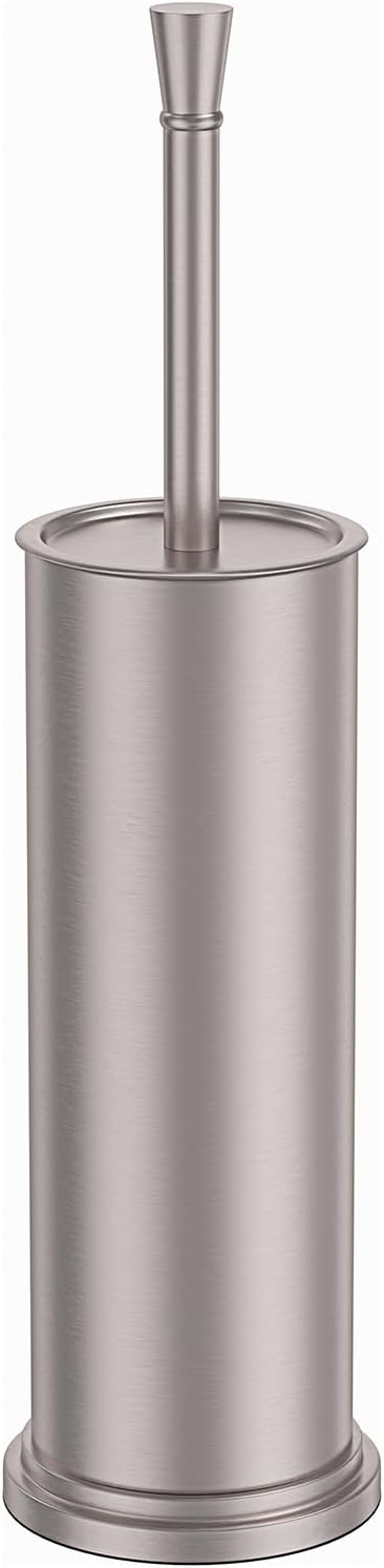 304 Stainless Steel Heavy Duty Toilet Bowl Brush，Removable Inner Bowl and Splash Protection，Bathroom Toilet Brush-Dense Bristles for Through Cleaning