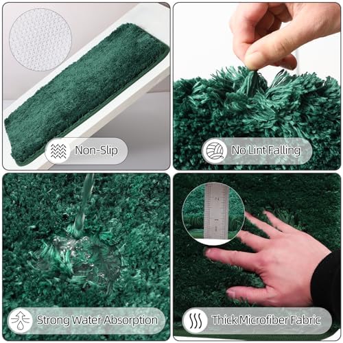 XLHOMO Green Bathroom Set, Bathroom Sets with Shower Curtain and Rugs