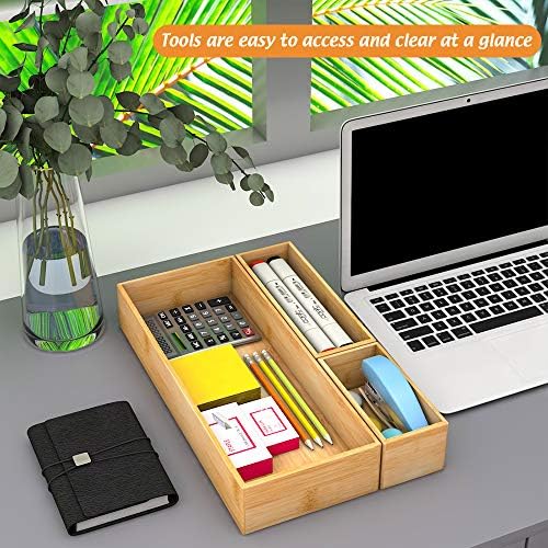 Bamboo Kitchen Drawer Organizer 9"x 3", Storage Box for Utensil Organizer