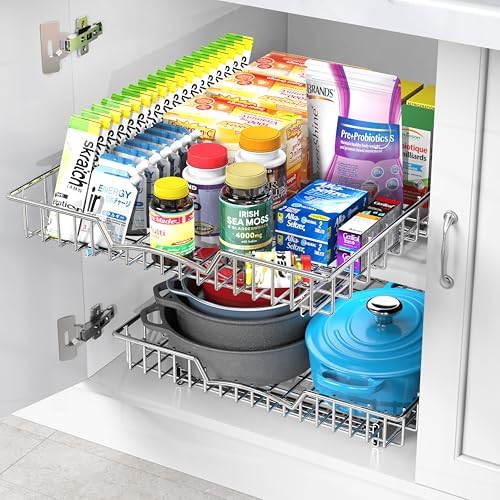 Simple Houseware Under Cabinet Pull Out Sliding Shelf Drawer, 21Dx17W
