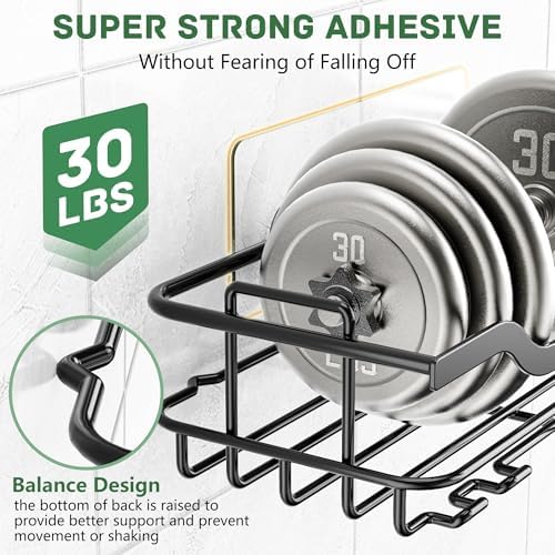 OMAIRA 3-Pack Shower Caddy with Soap Holder, Adhesive Rustproof No-drill Strudy Loading Inside Shower Organizer Shelves Rack Storage Bathroom Organization for Smooth Wall Glass Tile, Black (X-Large)