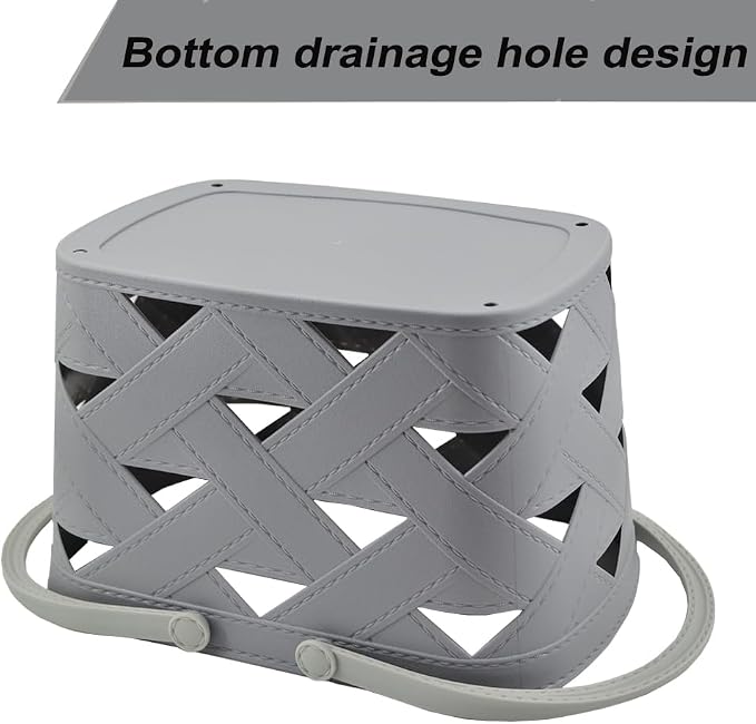 Portable Shower Caddy 2 Pack, Plastic Bathroom Caddy Organizer with Handle and Holes, Cleaning Basket Storage Tote for Toiletry, College Dorm Room Essentials (Light Grey 2 pcs)