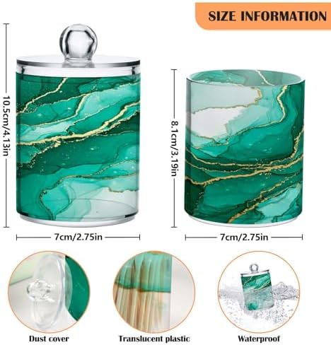 MNSRUU 4 Pack Qtip Holder Organizer Dispenser Turquoise Marble Bathroom Containers Bathroom Vanity Storage Canister Apothecary Jars for Cotton Swabs/Pads/Floss