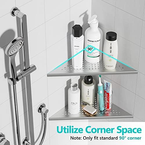 Qeke Corner Shower Shelves, 10” Recessed Tile Shower Shelf Brushed, 2 Pack