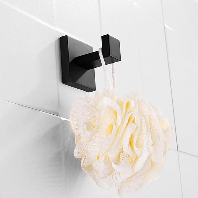 Towel Hooks for Bathroom Bath Robe Hook,Towel Holder Hanger with Screw,Coat Hooks Wall Mount,Heavy Duty for Hanging Bag Hat,Black 4 Pack