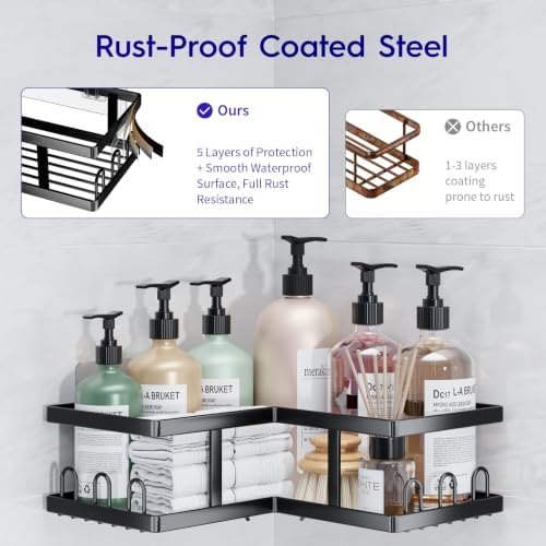 Youvip Corner Shower Caddy-No Drilling Shelves Wall Mounted, Black