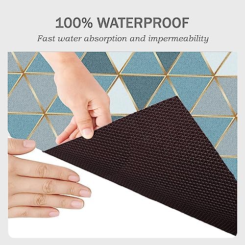 Under The Sink Mat, 24 X 36 in, Durable & Waterproof Premium Mats to Protect Kitchen & Bathroom Cabinets, Absorbent & Easy to Clean Shelf Liner(Blue & White)