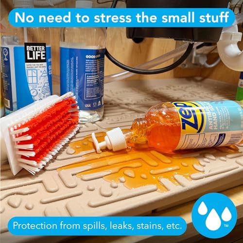 XTREME MATS Waterproof Undersink Mat (Beige 40" 1/4 x 22 1/4) Cabinet Base Liner for Kitchen & Laundry Cabinets Catches Leaks Prevents Damage Flexible Sink Driptray