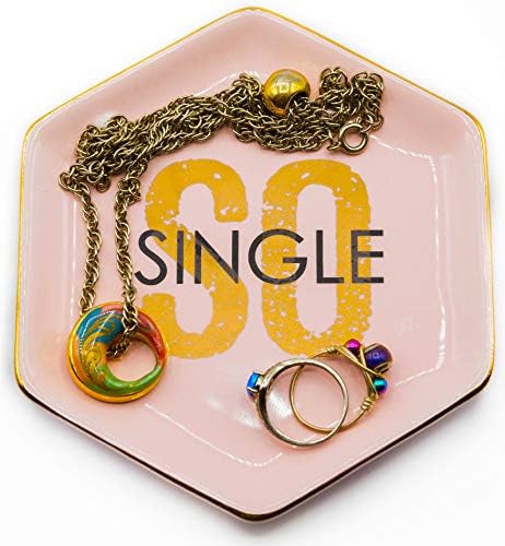 Stephanie Imports Ceramic Trinket Plate and Decorative Jewelry Dish (So Single)