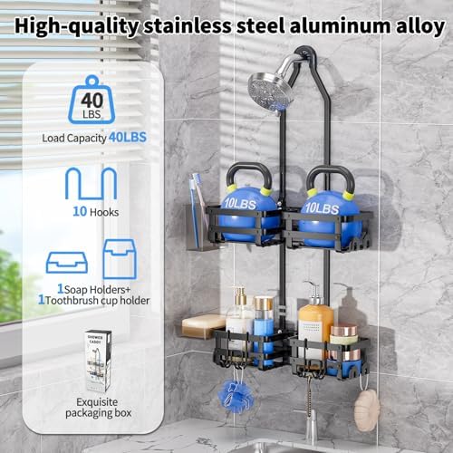 GAOKASE Aluminum Shower Caddy Hanging, Never Rust Shower Organizer