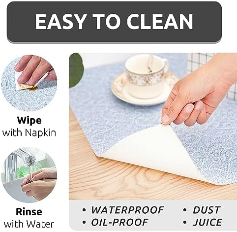 FIFTY FEET 12X600 Inch Shelf Liner with Scissor & Tape Measure for Kitchen Cabinets, PVC Drawer Liner for Dresser Non-Slip Bathroom, Non-Adhesive Cabinet Liner Washable (Pale Blue)