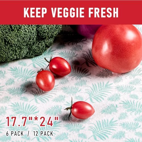 Cooyes Absorbent Refrigerator Liners, Non Slip Shelf Liner for Drawers & Kitchen Cabinets, Cloth Material Keep Produce Fresh Longer, Machine Washable, 17.7" * 24", 6 Pack