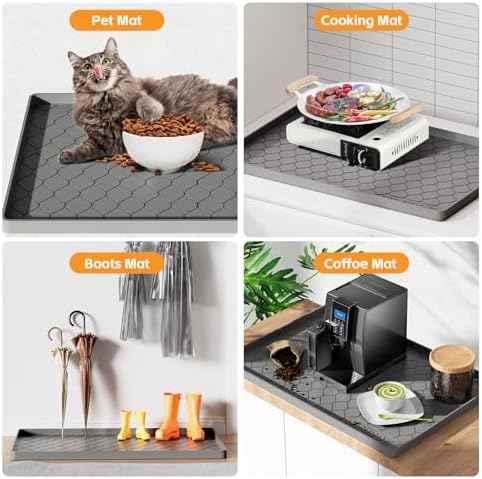 Winisok Waterproof Under Sink Mat 37" x 22", Silicone Mat, Light Gray