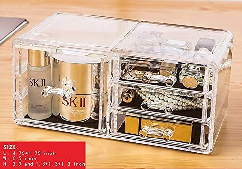Cq acrylic 3 Pack Clear Makeup Organizer for Vanity,Countertop,Stackable 8 Drawers Cosmetic Storage for Hair Clip,Jewelry,Lipstick,Makeup Brush,Beauty Product Desk and Bathroom Skincare Organizers
