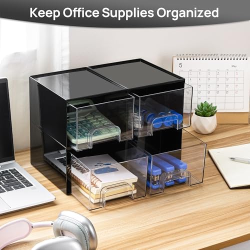 Vtopmart Black Small Stackable Storage Drawers for Cologne Organizer