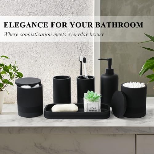 LIN CHUAN 6-Piece Bathroom Accessories Set, Modern Bathroom, Black