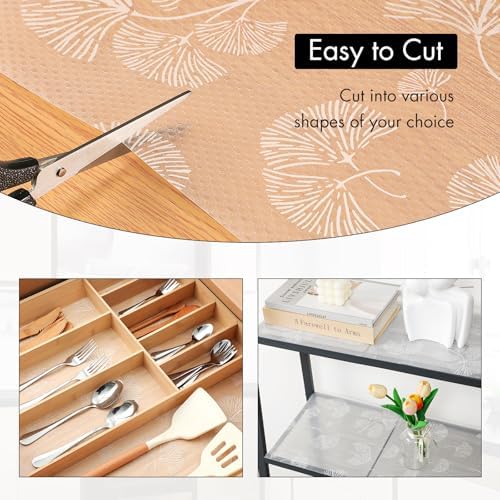 Cooyes Shelf Liner, Non Adhesive Drawer and Cabinet Liner, EVA Washable Oil-Proof Shelf Paper for Kitchen Cabinets, Refrigerator, Storage, Desks with Modern Pattern