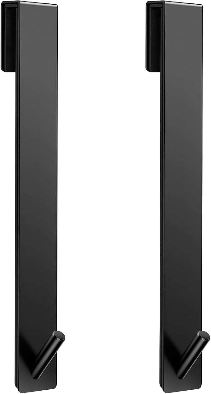 Kontoyo Shower Door Hooks(10 Inch),Extended Over Door Hooks for Bathroom Frameless Glass Shower Door,Stainless Steel Towel Hooks,Heavy Duty Rack Hooks for Robe,Towel-2 Pack-Black