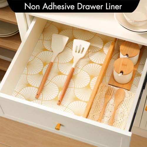Cooyes Shelf Liner for Kitchen Cabinets – Non-Adhesive Drawer Liner