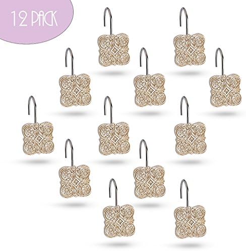 Creative Scents Beige Victoria Shower Curtain Hooks Decorative | Set of 12