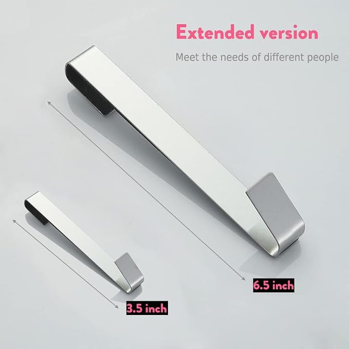 Extended Shower Door Hooks 6.5 Inch, Over Shower Door Hook for Bathroom, Towel Hooks, Suit for Frameless Glass Shower Door 0.39" (10 mm) Stainless Steel Brushed, 3 Pack