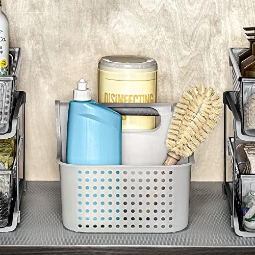 madesmart Large Soft Grip Tote, Under Sink Bathroom Storage, Multi-Purpose Home Organization, EPA Certified, Premium Antimicrobial White (Pack of 2)