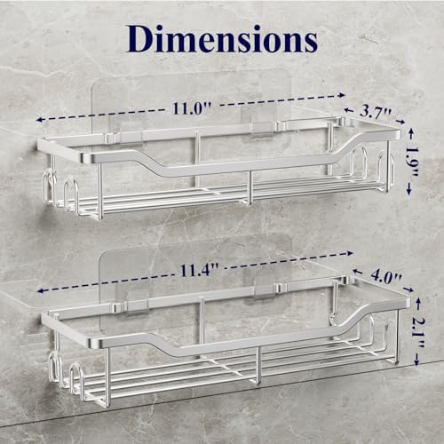 Kitsure Shower Caddy, Adhesive Shower Organizer, Large, Silver