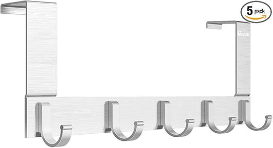 Over The Door Hook Organizer Rack, Metal Coat Hanger Door 5 Hooks Hanger