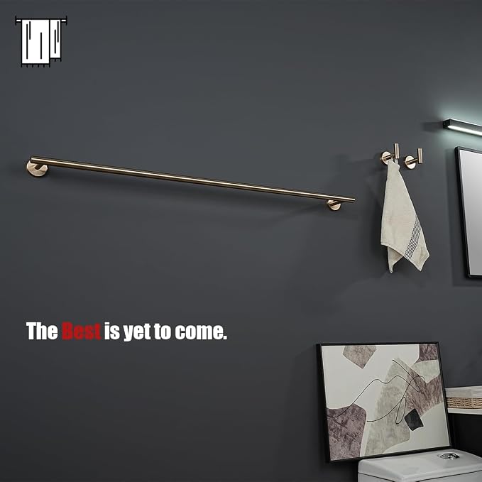 JQK Champagne Bronze Bath Towel Bar, 39 Inch 304 Stainless Steel Thicken 1mm Towel Rack Bathroom, Towel Holder Wall Mount, Useable Length 36 Inch, TB110L36-CB