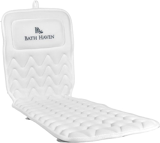 Bath Pillow for Tub, Full Body Bathtub Pillow and Mat for Head, Neck and Back Support, Relaxing Spa Cushion Head Rest and Mat for Tub Jacuzzi, Luxury Bathtub Accessories for Women and Men Quick Drying
