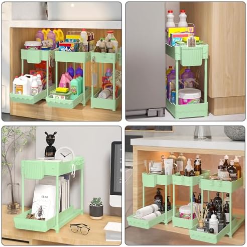 Sevenblue 3-Pack 2-Tier Under Sink Organizers with Sliding Drawers