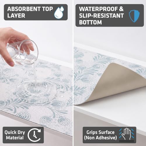 Drymate Premium Luxury Shelf & Drawer Liners, 12”x59”, 24-Pack, Light Blue