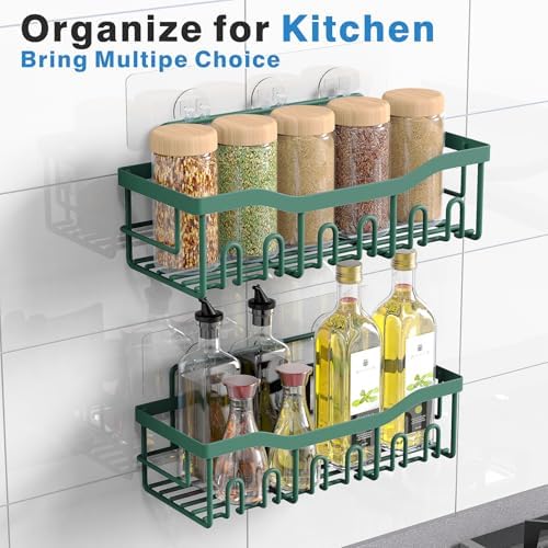 EUDELE Shower Caddy 2 Pack, Adhesive Shower Organizer for Home Decor & Kitchen Storage, No Drilling, Rustproof Stainless Steel Bathroom Shelf Organizer