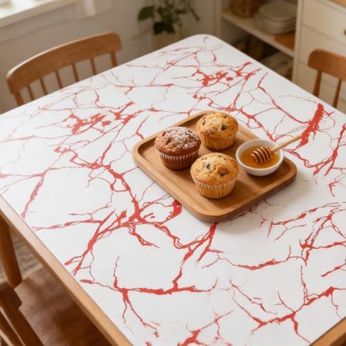 Red Marble Pattern Shelf Liner, Non-Adhesive Non-Slip Thickened