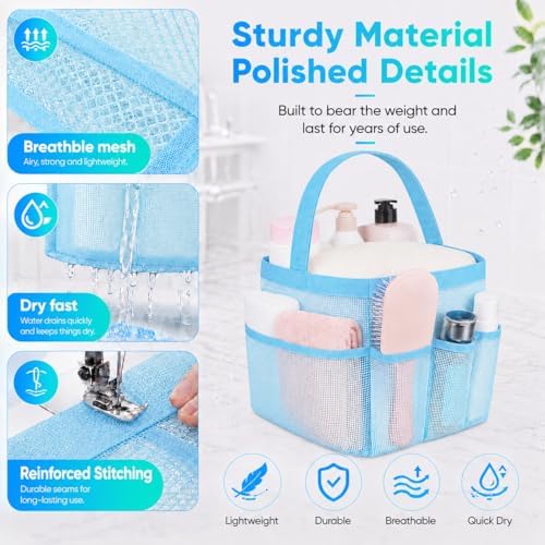 Mesh Shower Caddy Portable - 9 Pockets for College Dorm Room Essential