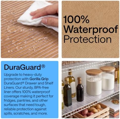 GORILLA GRIP Shelf Liner, Non-Adhesive Cabinet Liners, 20"x30' Clear