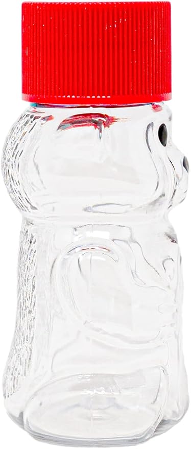 2 Ounce Honey Bears with Sealable Red Screw Top Lid - 24 Pack (2 oz. Bear, 24pk, Red)