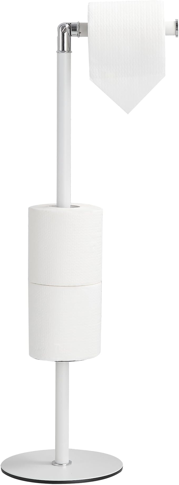 BGL Freestanding Toilet Paper Holder, Tissue Holder On Floor with Reserve Storage Paper Rolls, Roll Paper Holder Standing On Floor (White)