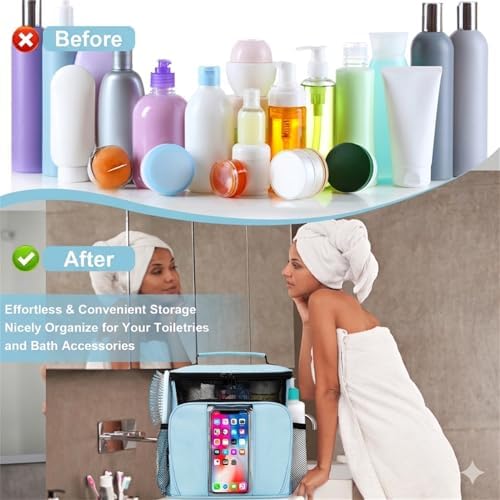 BAIMAY Quick Dry Mesh Shower Caddy, Travel Cruise Ship Essentials-Lightblue