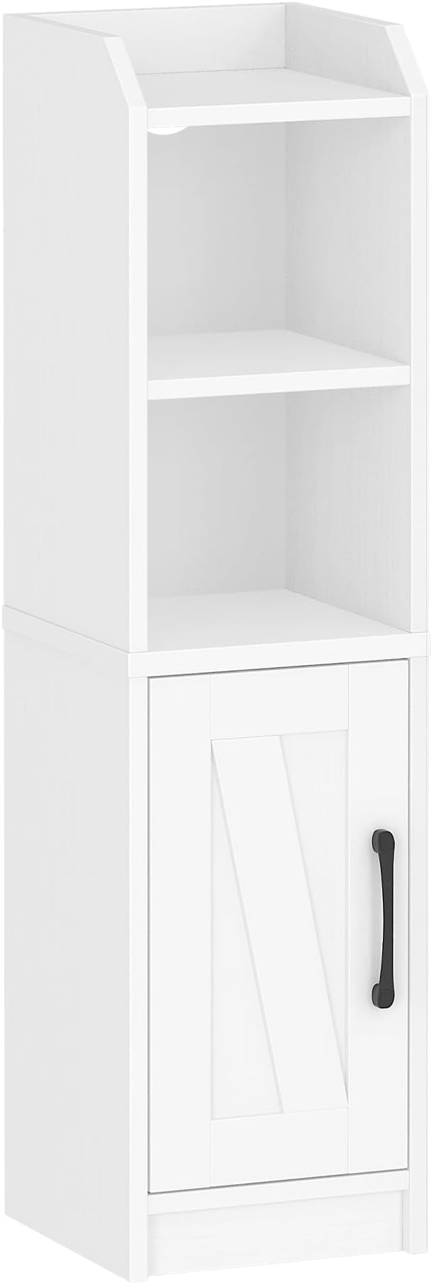 Hzuaneri Bathroom Storage Cabinet, Small Farmhouse Corner Floor Cabinet with Door and Shelves, Narrow Toilet Paper Holder Stand, Bathroom Organizer with Adjustable Shelf, for Small Spaces, White