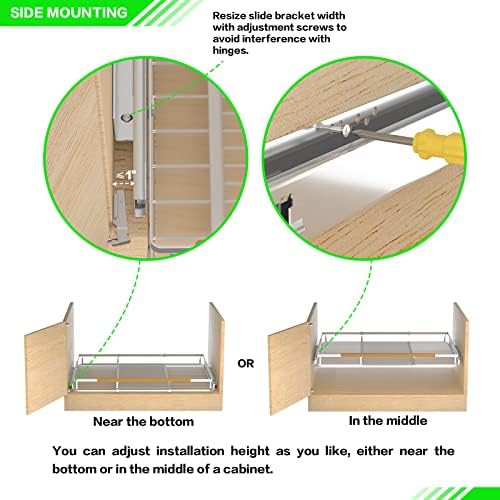 Pull-Out Cabinet Organizer, Stainless, 16.2-26.2 In, 2 Pack